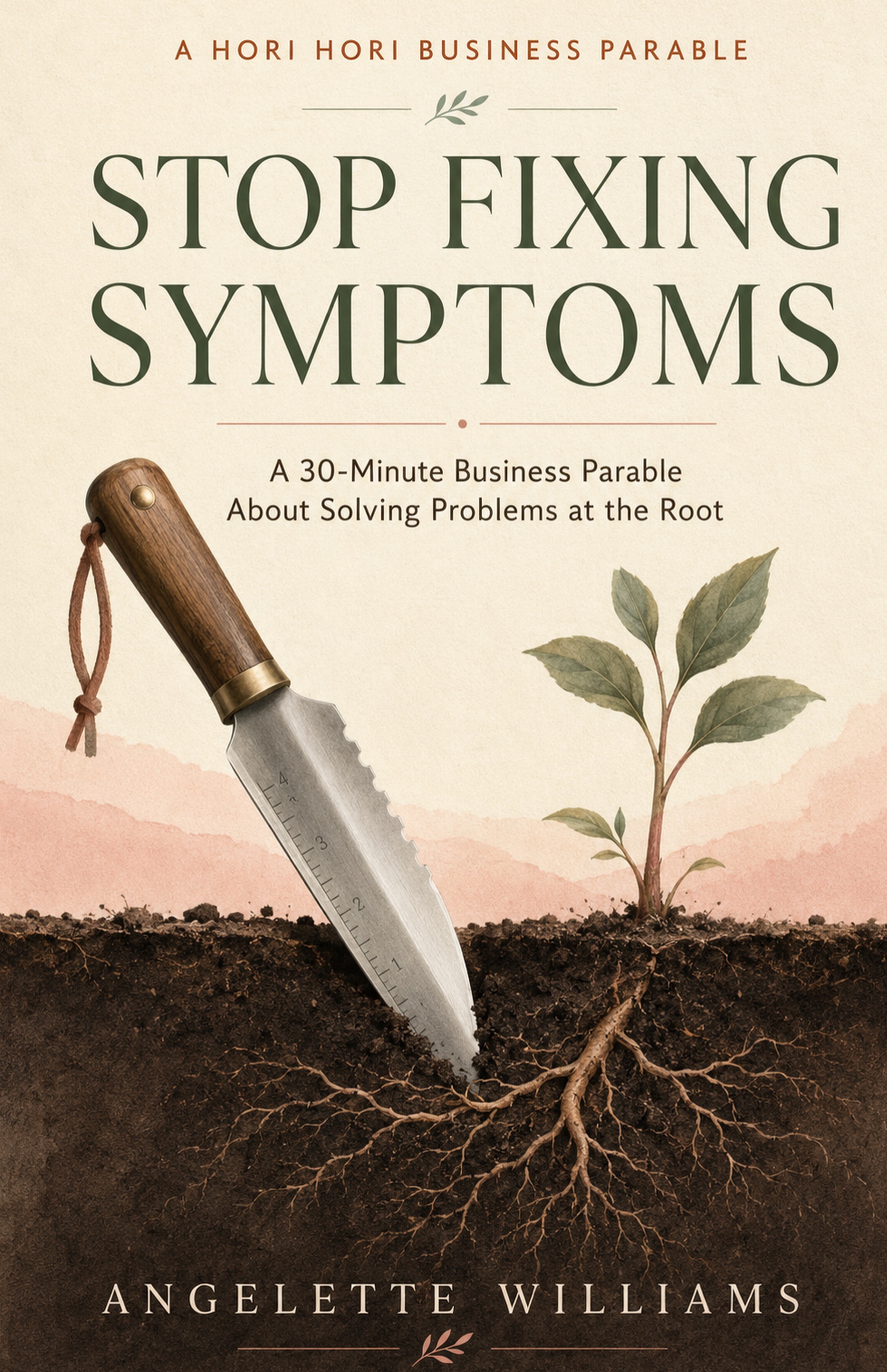 Book cover of Stop Fixing Symptoms: How the Hori Hori Principle Helps You Dig Deeper and Solve What Actually Matters
